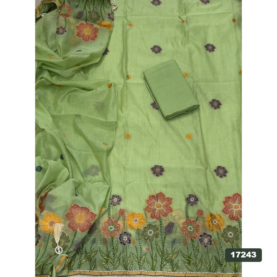 Linen Silk Embroidery Suit Set