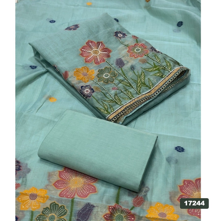 Linen Silk Embroidery Suit Set