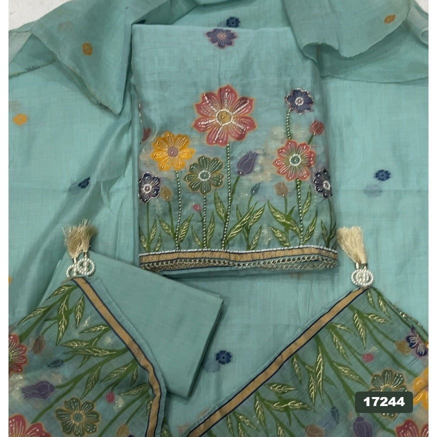 Linen Silk Embroidery Suit Set