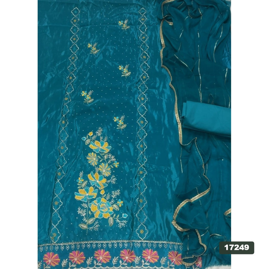 Glass Organza Silk Embroidery Suit Set