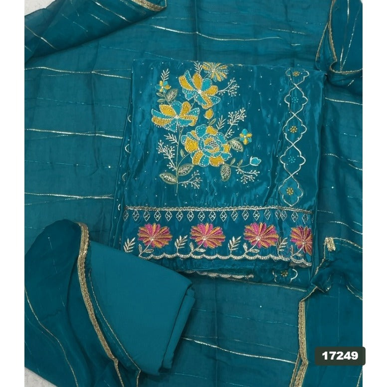 Glass Organza Silk Embroidery Suit Set