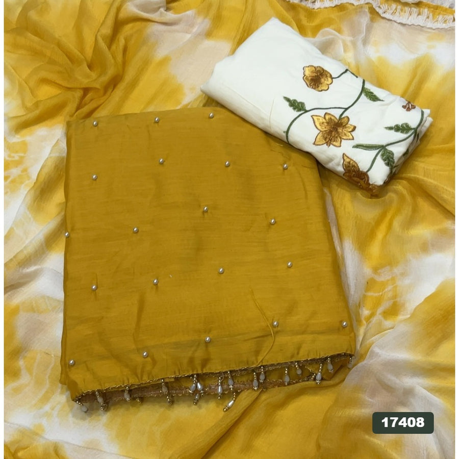 Crush Silk Embroidery Suit Set
