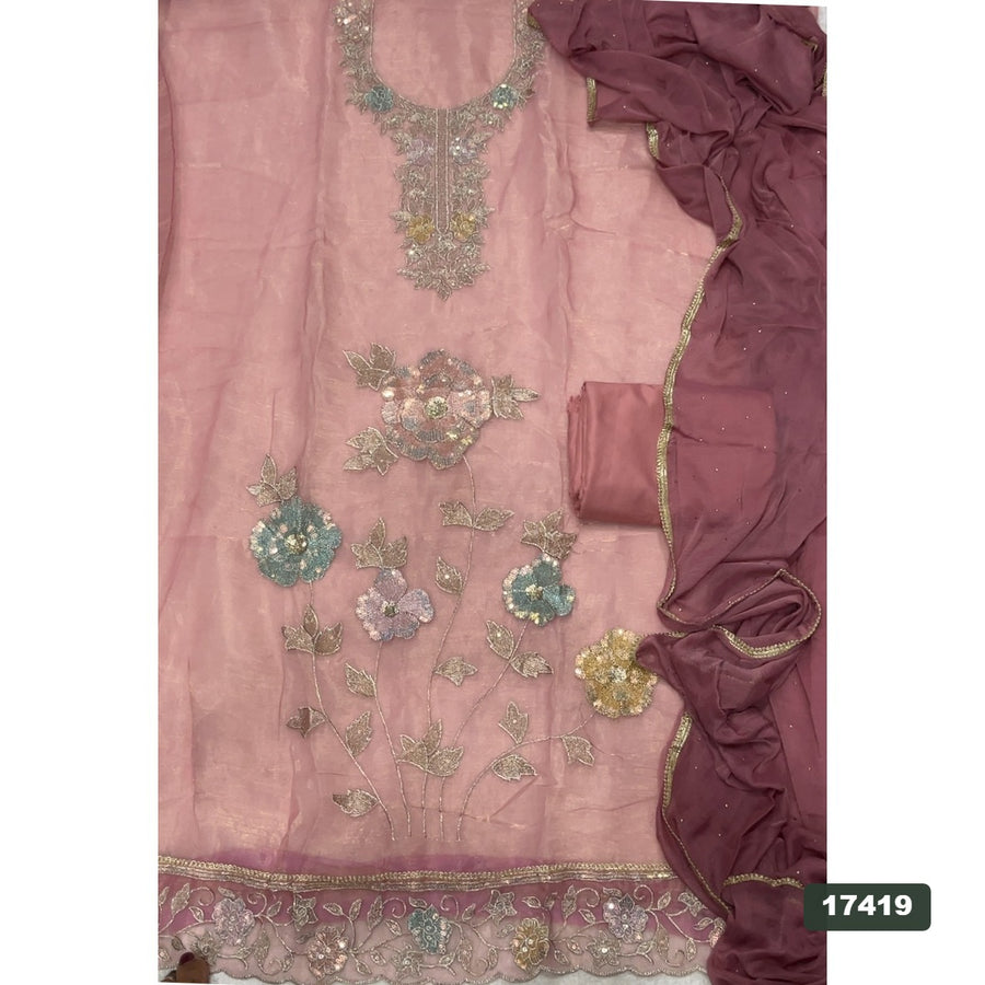 Silk Embroidery Suit Set