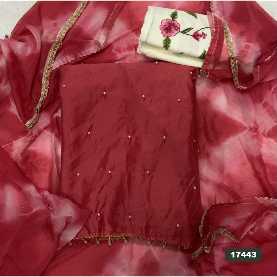 Crush Silk Embroidery Suit Set