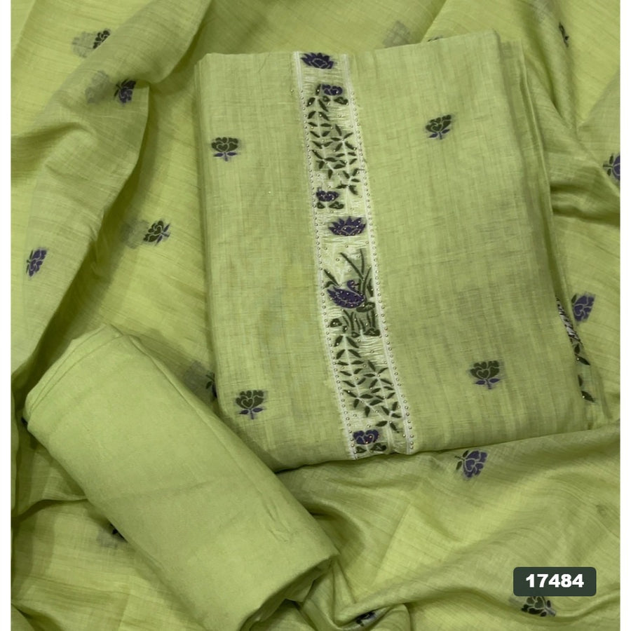 Linen Silk Embroidery Suit Set