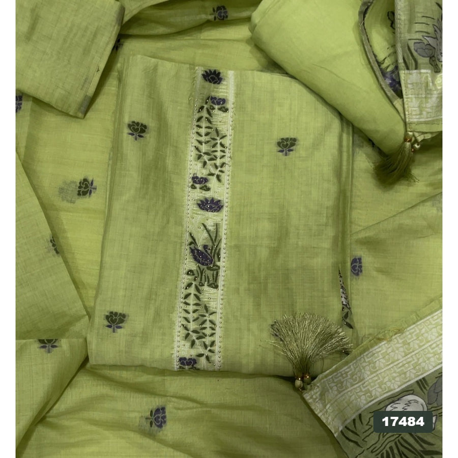 Linen Silk Embroidery Suit Set