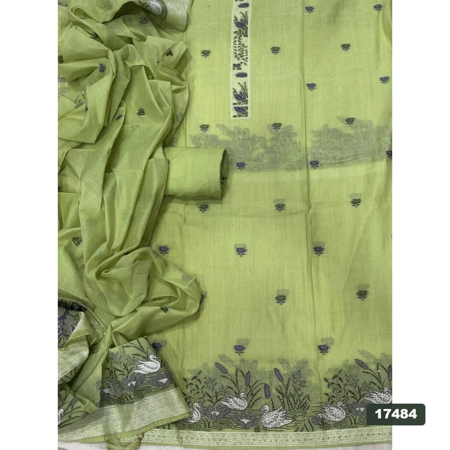 Linen Silk Embroidery Suit Set