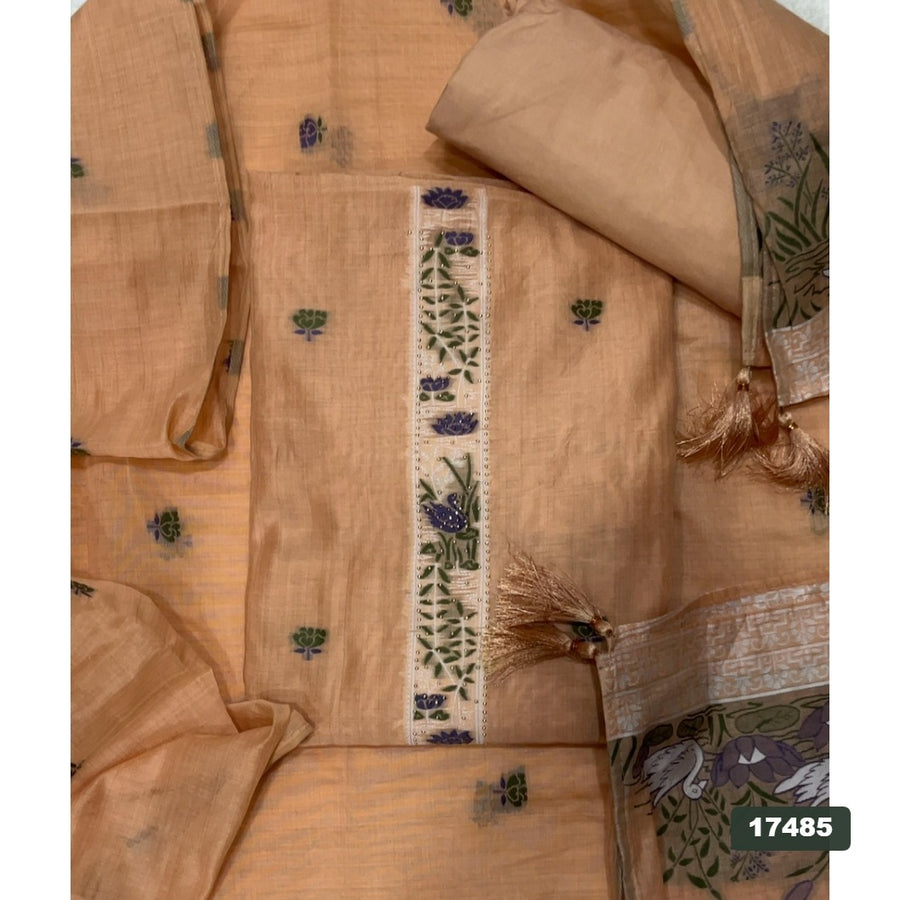 Linen Silk Embroidery Suit Set