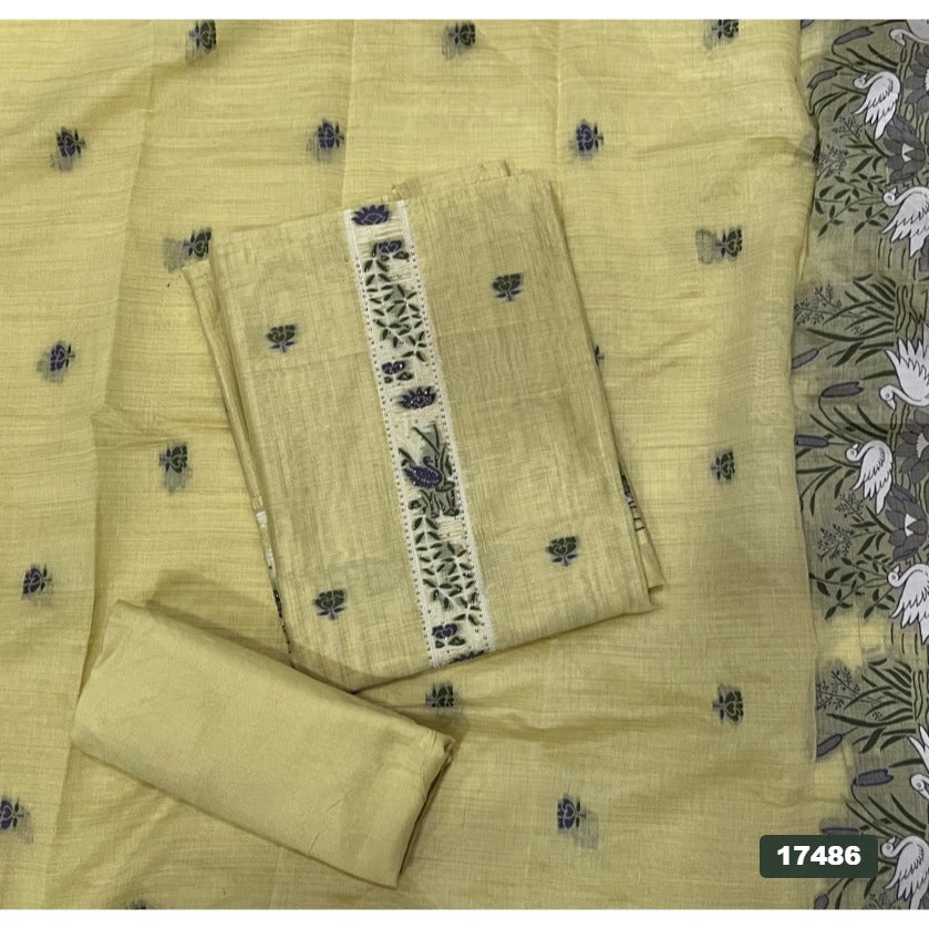 Linen Silk Embroidery Suit Set