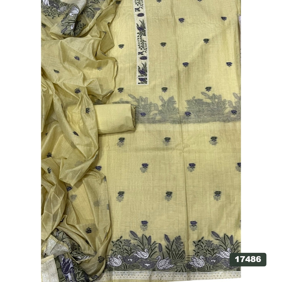 Linen Silk Embroidery Suit Set