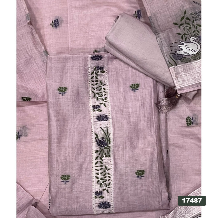 Linen Silk Embroidery Suit Set