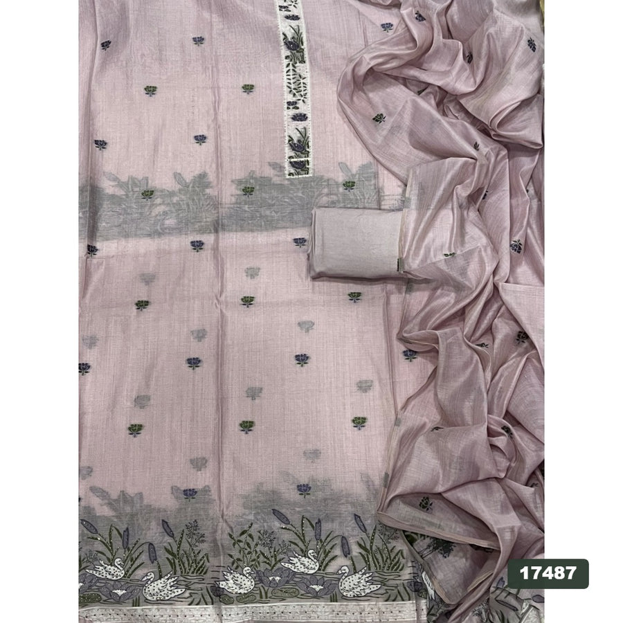 Linen Silk Embroidery Suit Set
