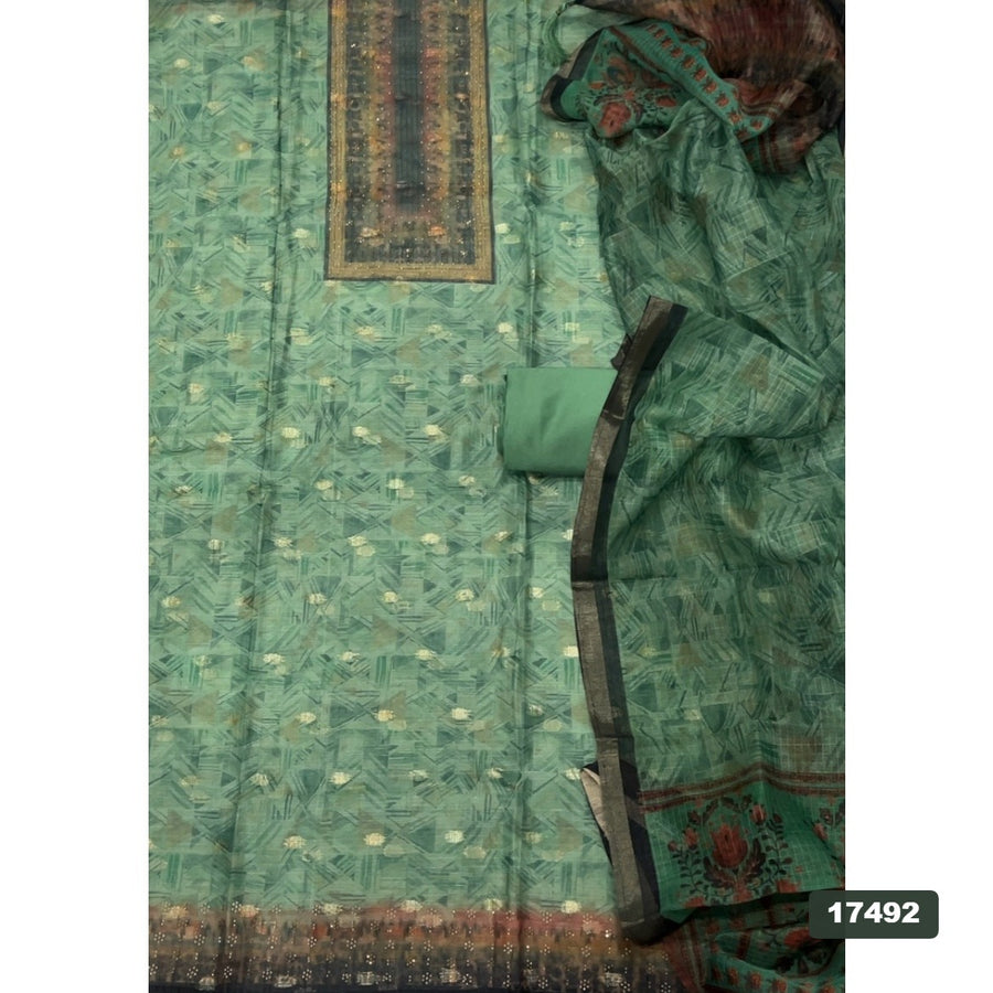 Linen Silk Embroidery Suit Set