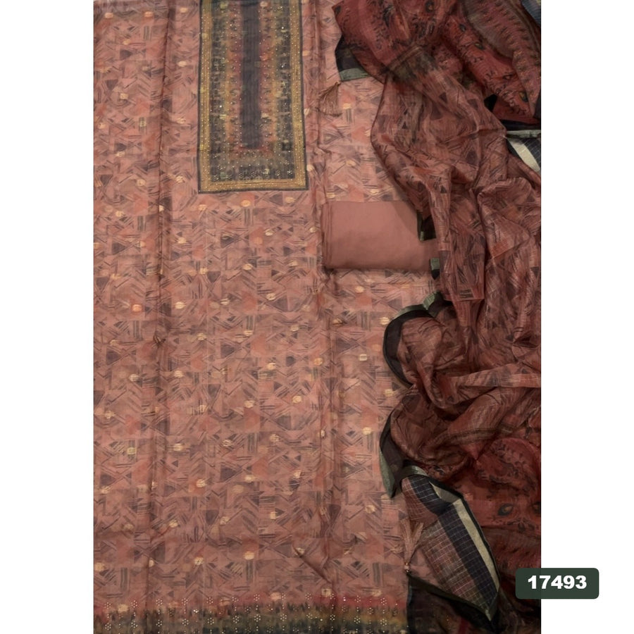 Linen Silk Embroidery Suit Set