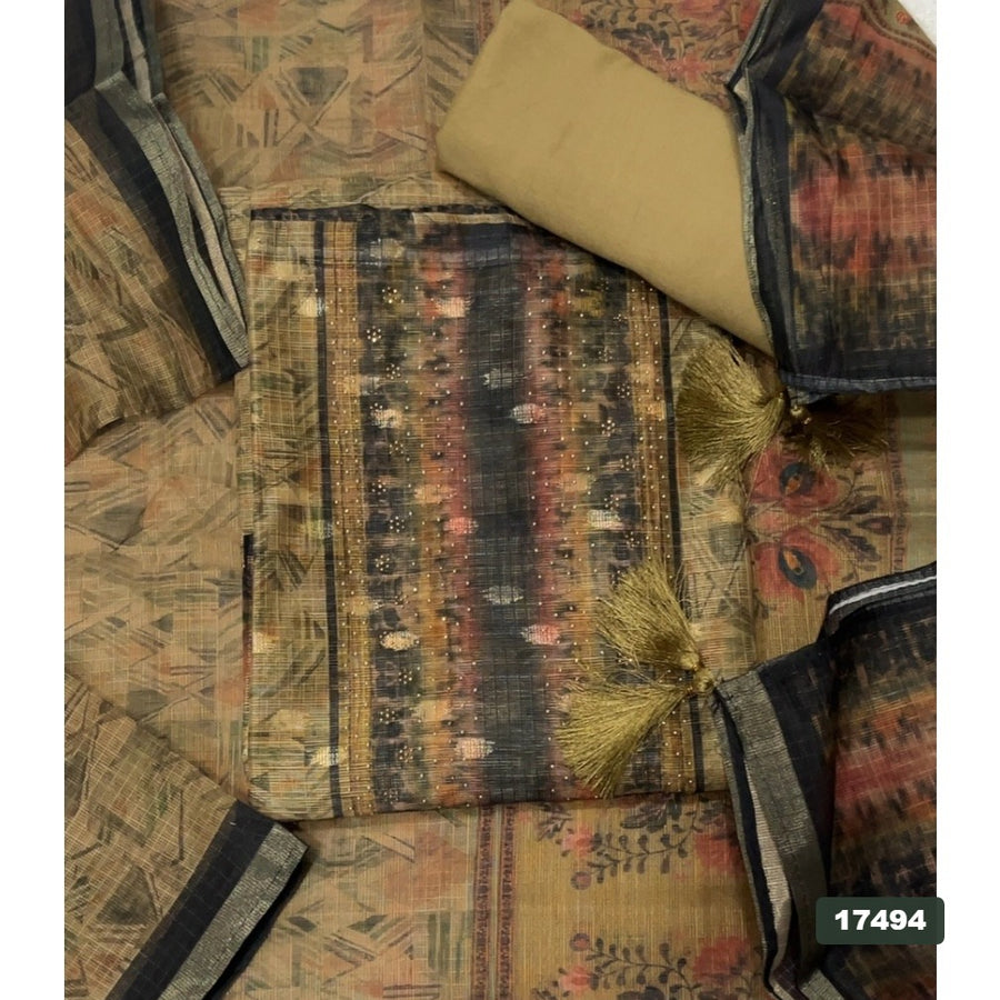 Linen Silk Embroidery Suit Set