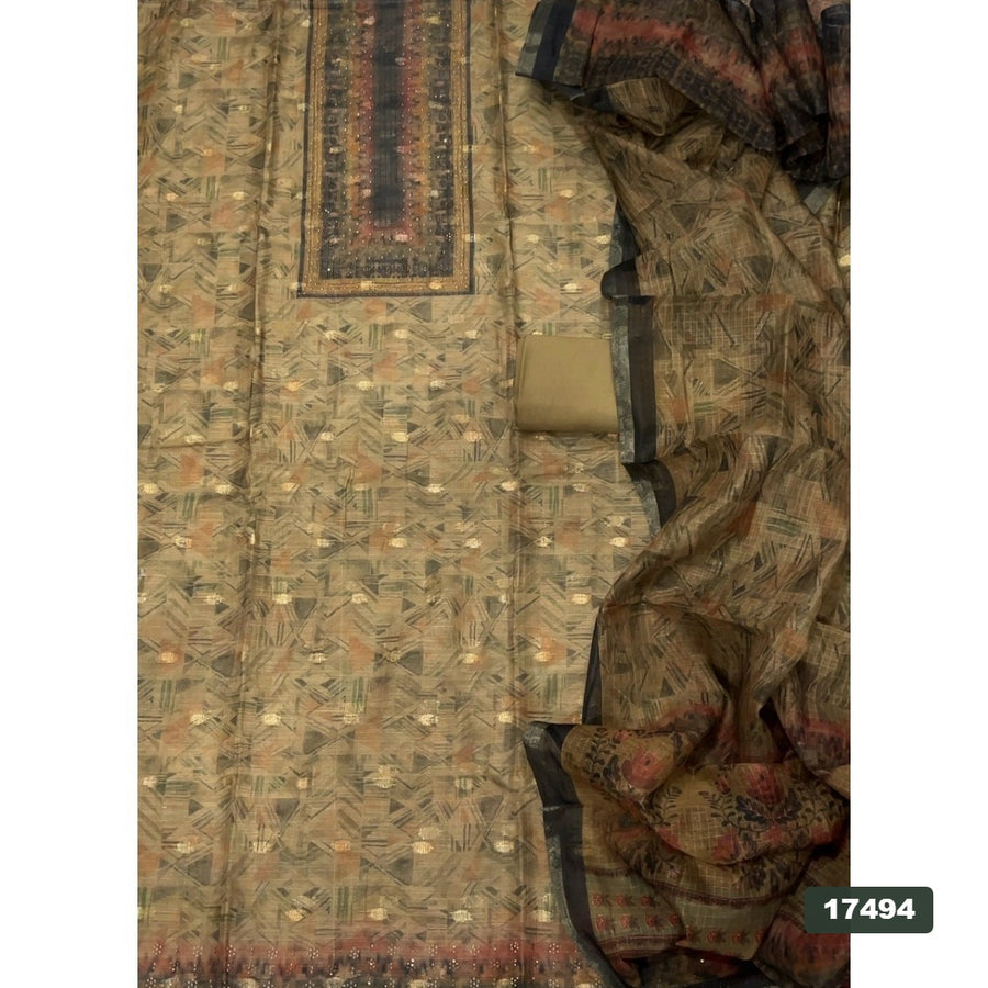 Linen Silk Embroidery Suit Set