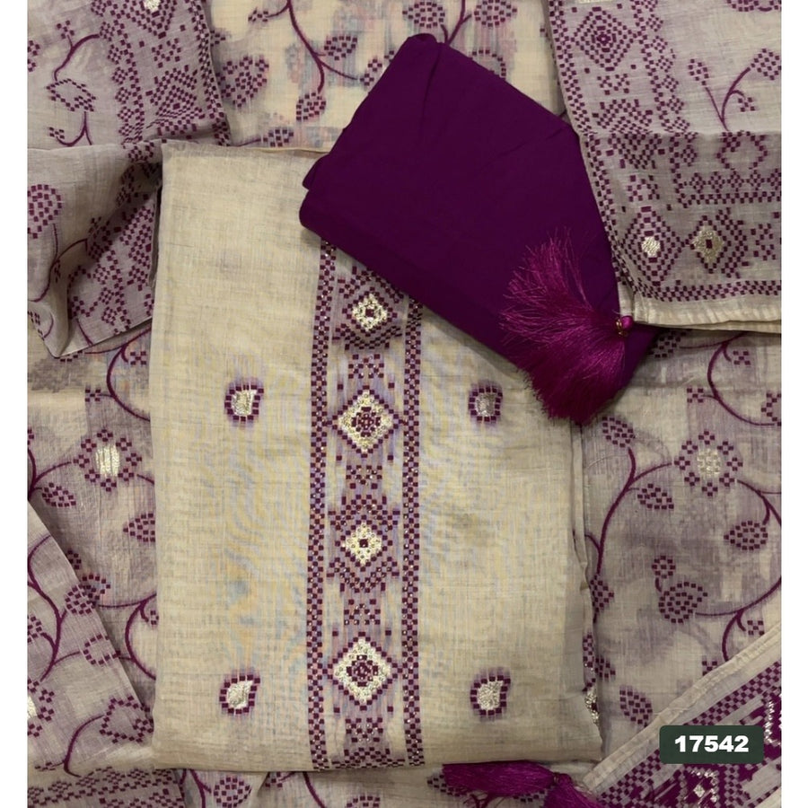 Linen Silk Embroidery Suit Set