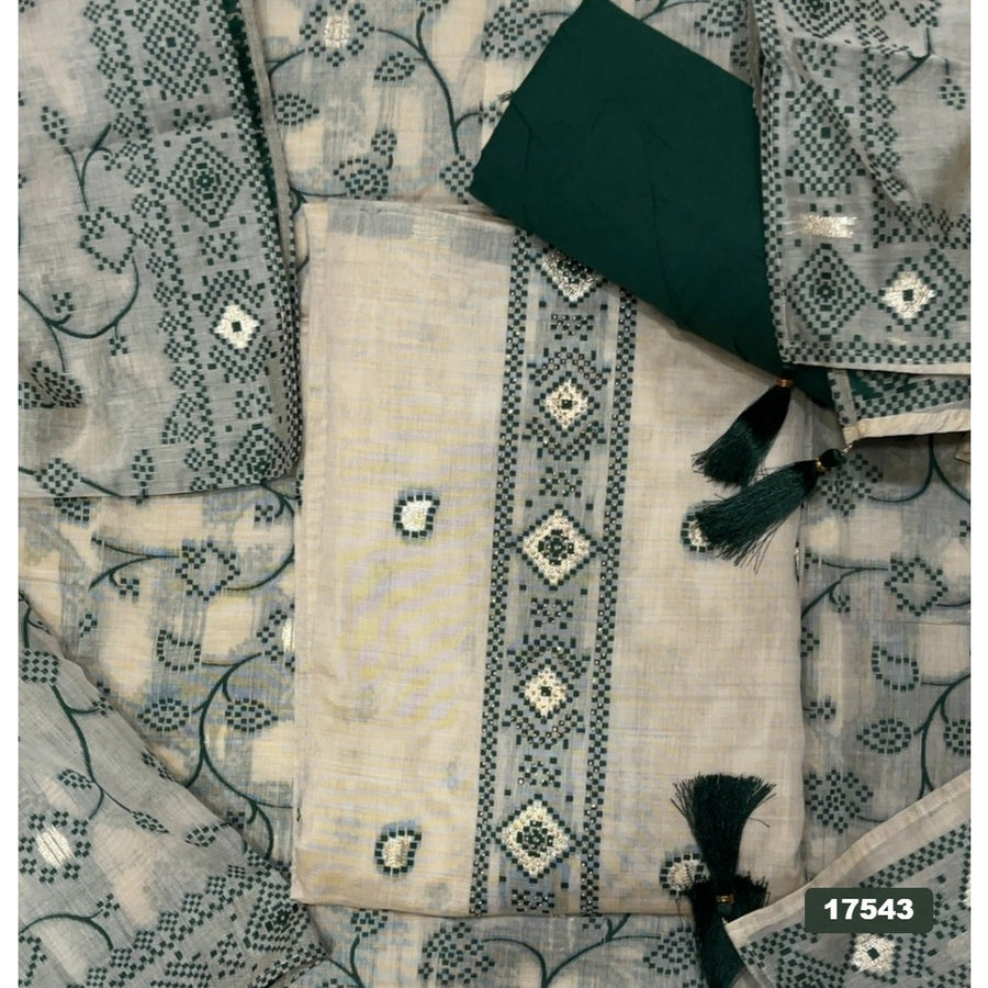 Linen Silk Embroidery Suit Set