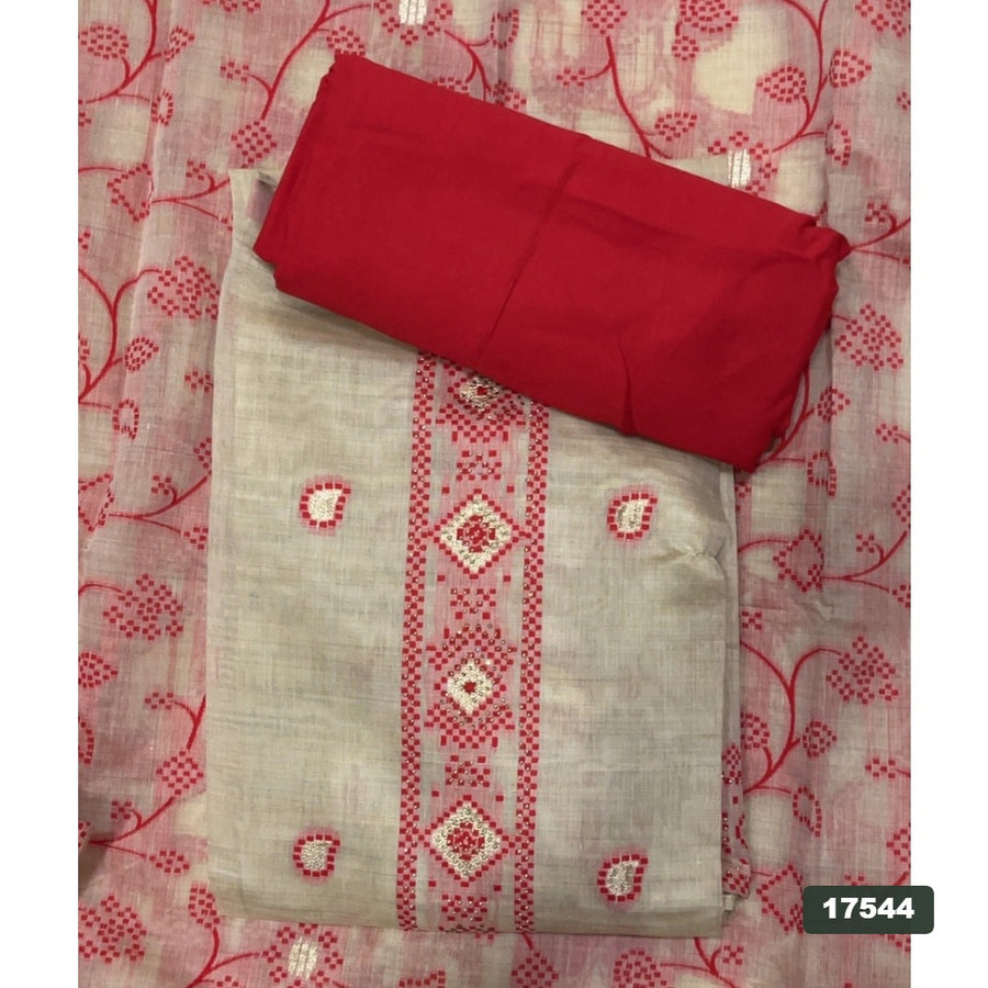 Linen Silk Embroidery Suit Set