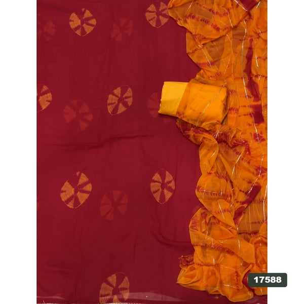 Gorgette Silk Embroidery Suit Set