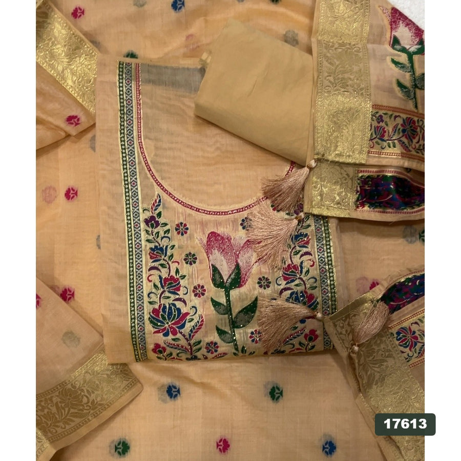 Linen Silk Embroidery Suit Set