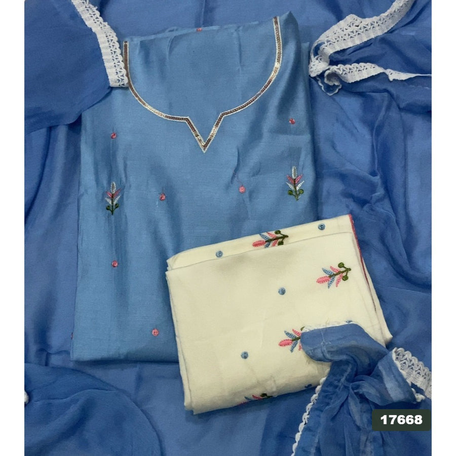 Cotton Silk Embroidery Suit Set