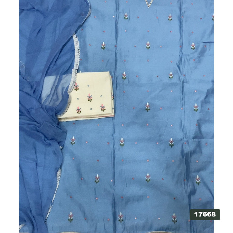 Cotton Silk Embroidery Suit Set