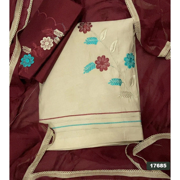 Cotton Silk Embroidery Suit Set