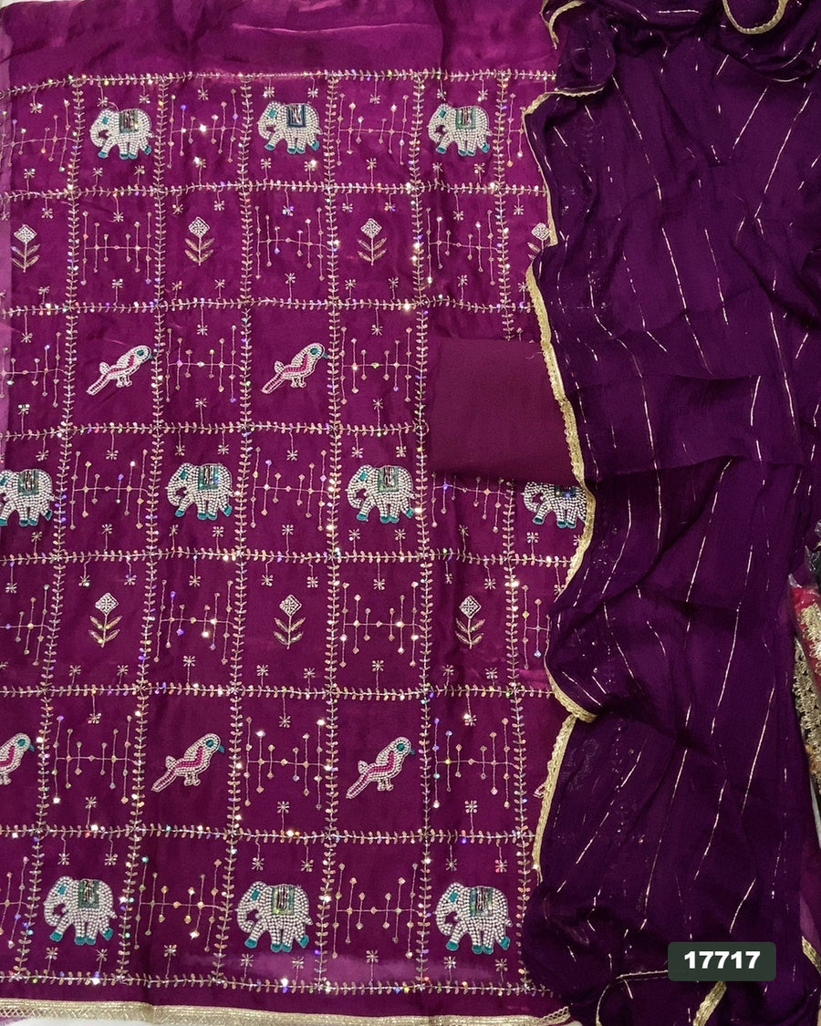Silk Embroidery Suit Set