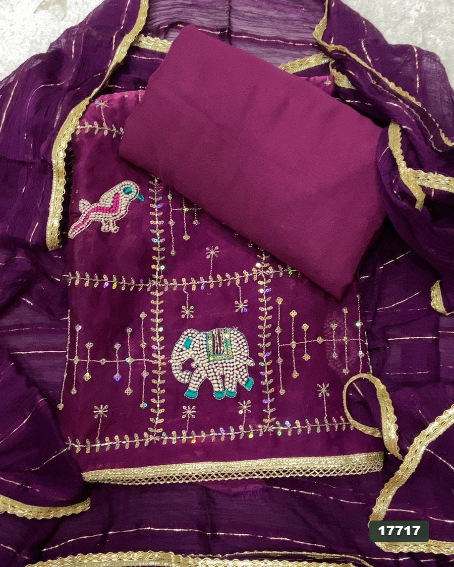 Silk Embroidery Suit Set