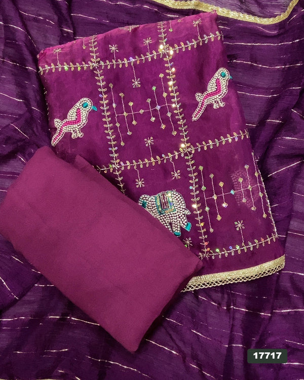 Silk Embroidery Suit Set