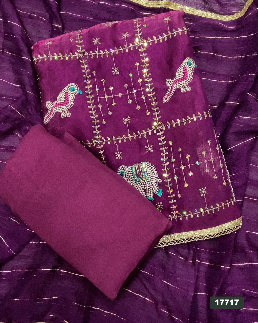Silk Embroidery Suit Set