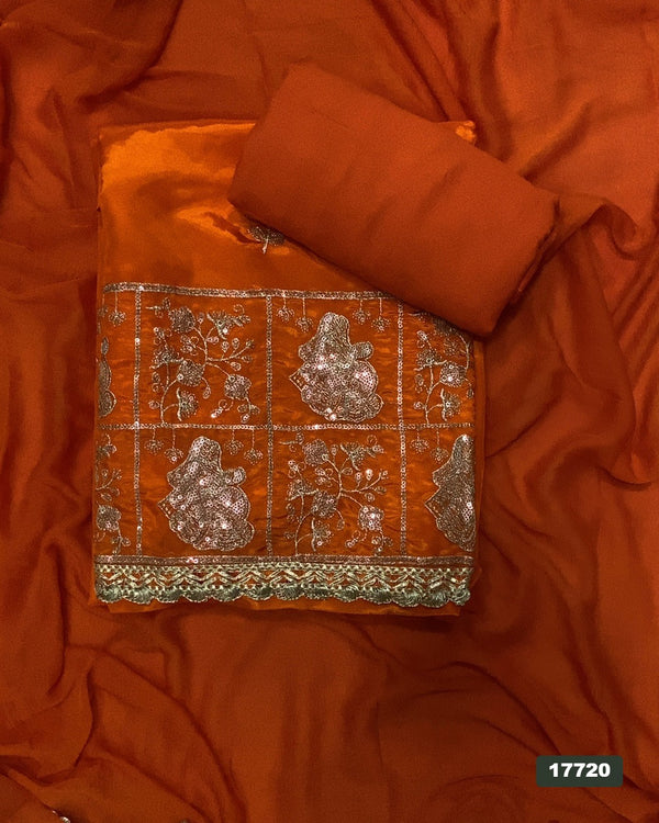 Glass Organza Silk Embroidery Suit Set