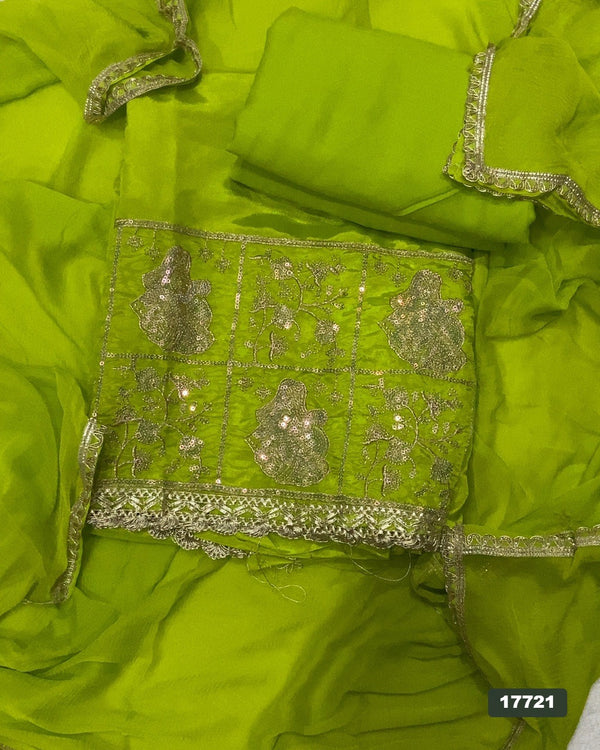 Glass Organza Silk Embroidery Suit Set