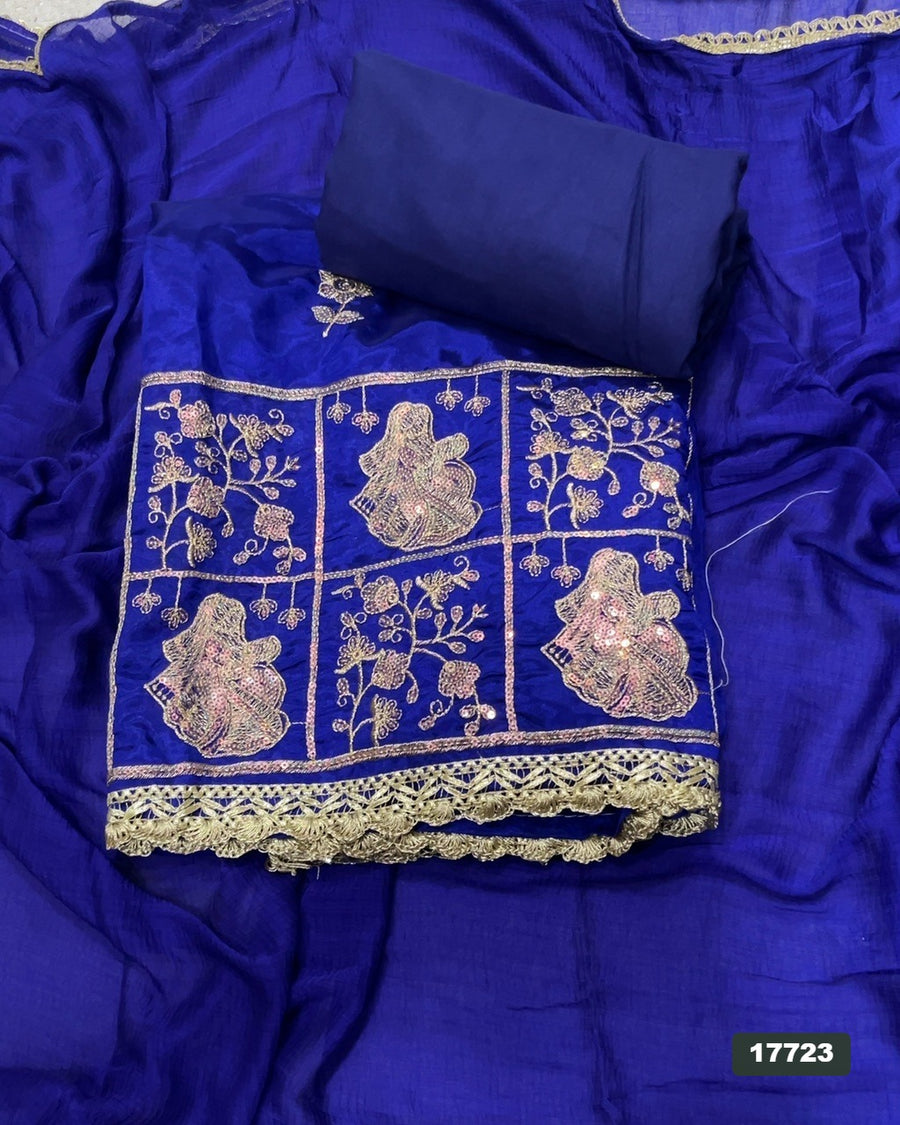 Crush Silk Embroidery Suit Set
