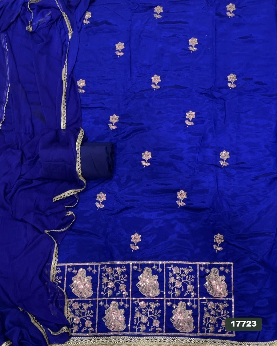 Crush Silk Embroidery Suit Set