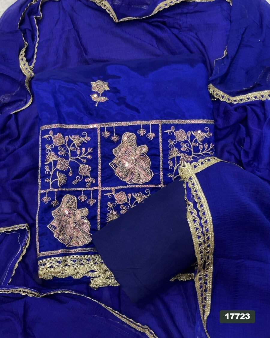 Crush Silk Embroidery Suit Set