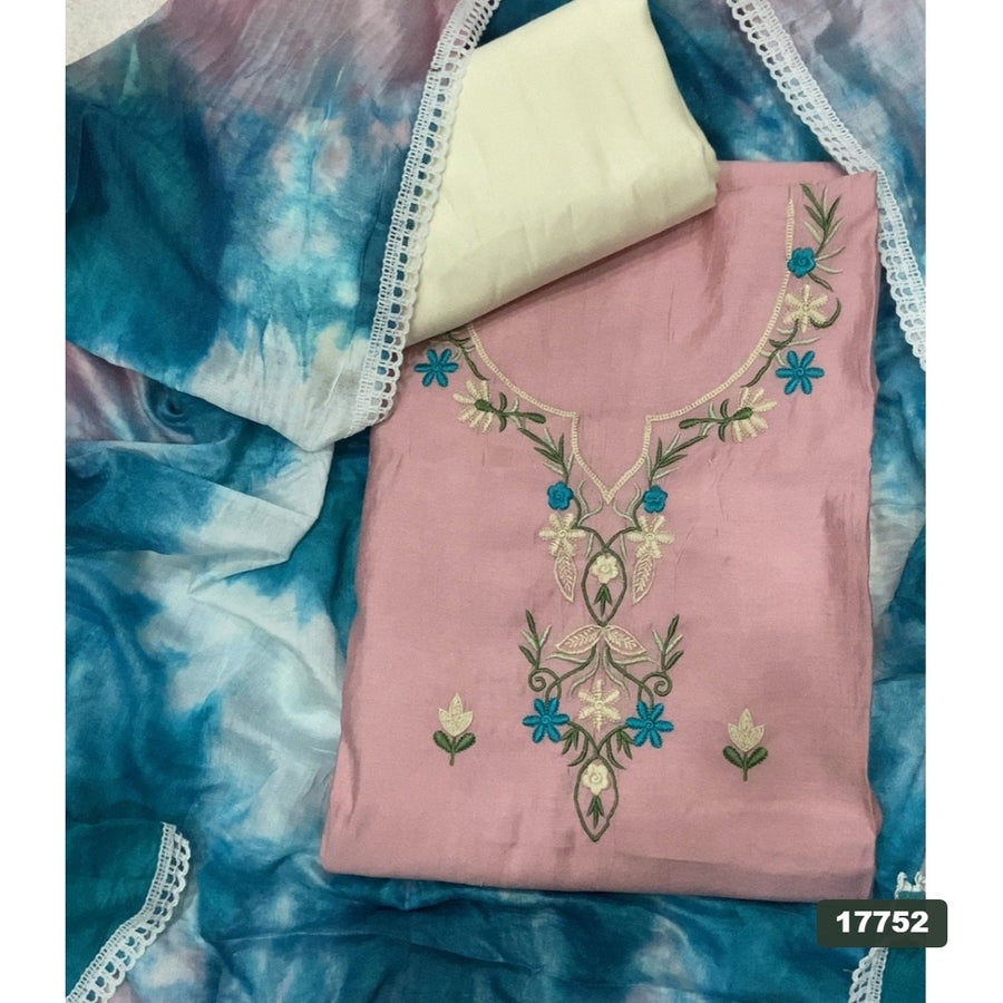 Pure Bemberg Muslin Silk Embroidery Suit Set