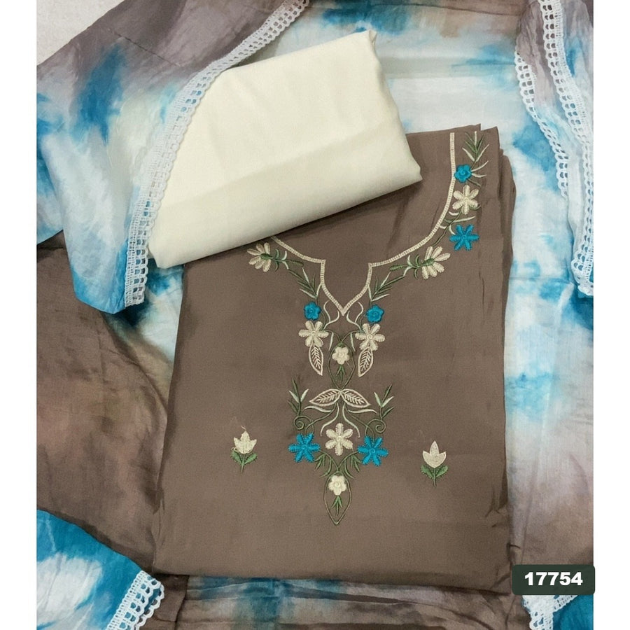 Pure Bemberg Muslin Silk Embroidery Suit Set