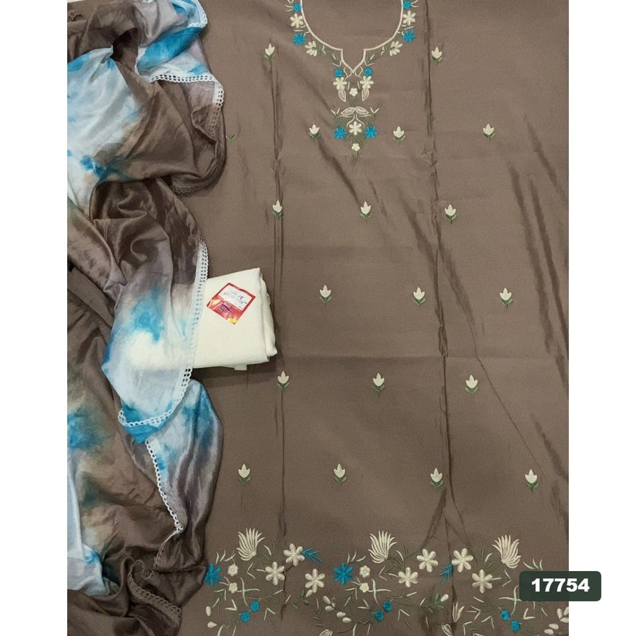 Pure Bemberg Muslin Silk Embroidery Suit Set