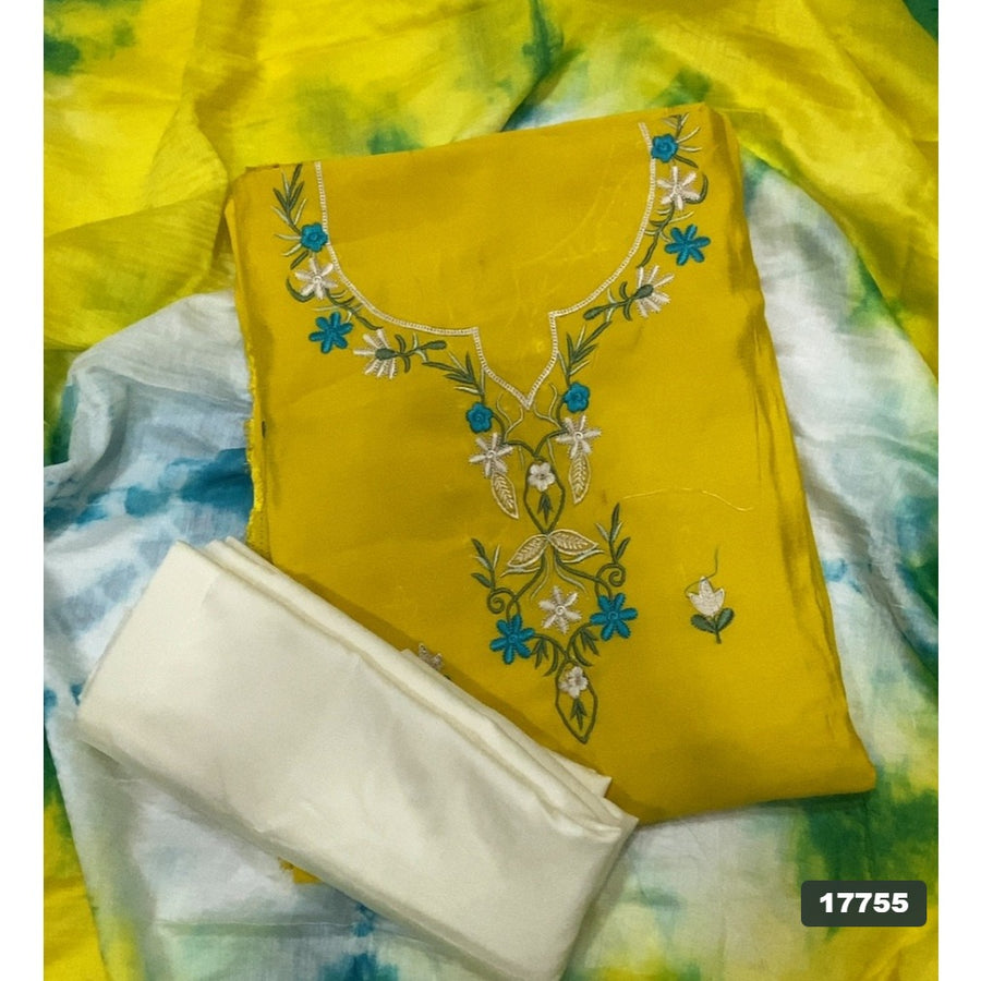 Pure Bemberg Muslin Silk Embroidery Suit Set
