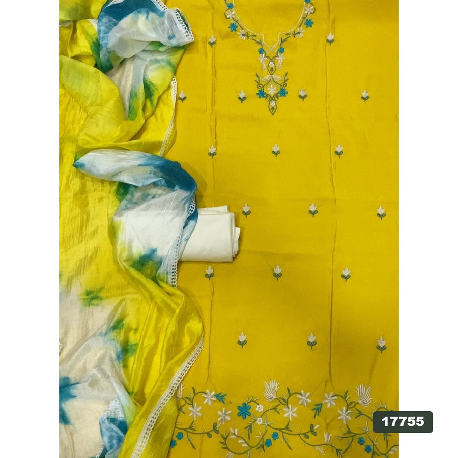 Pure Bemberg Muslin Silk Embroidery Suit Set