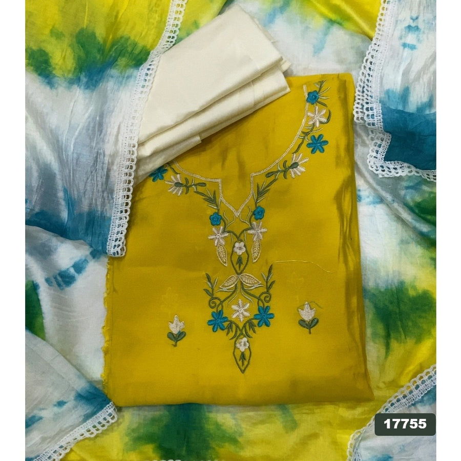 Pure Bemberg Muslin Silk Embroidery Suit Set