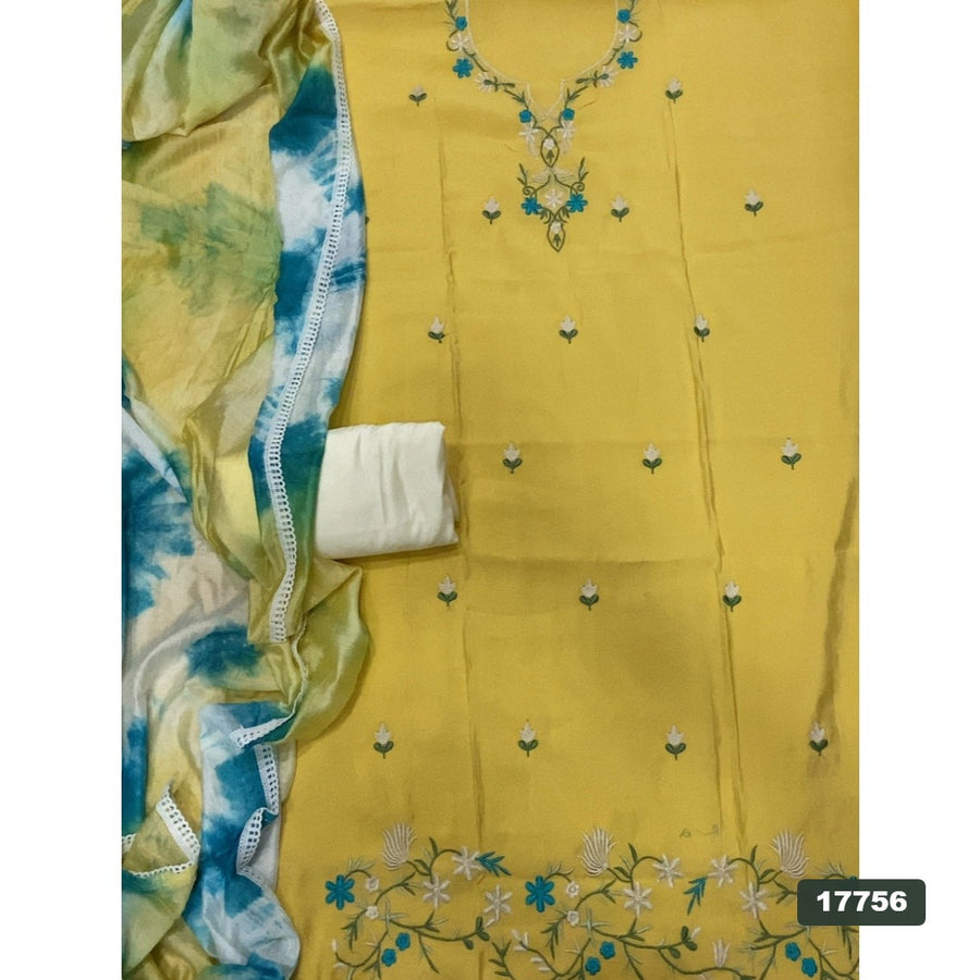 Pure Bemberg Muslin Silk Embroidery Suit Set