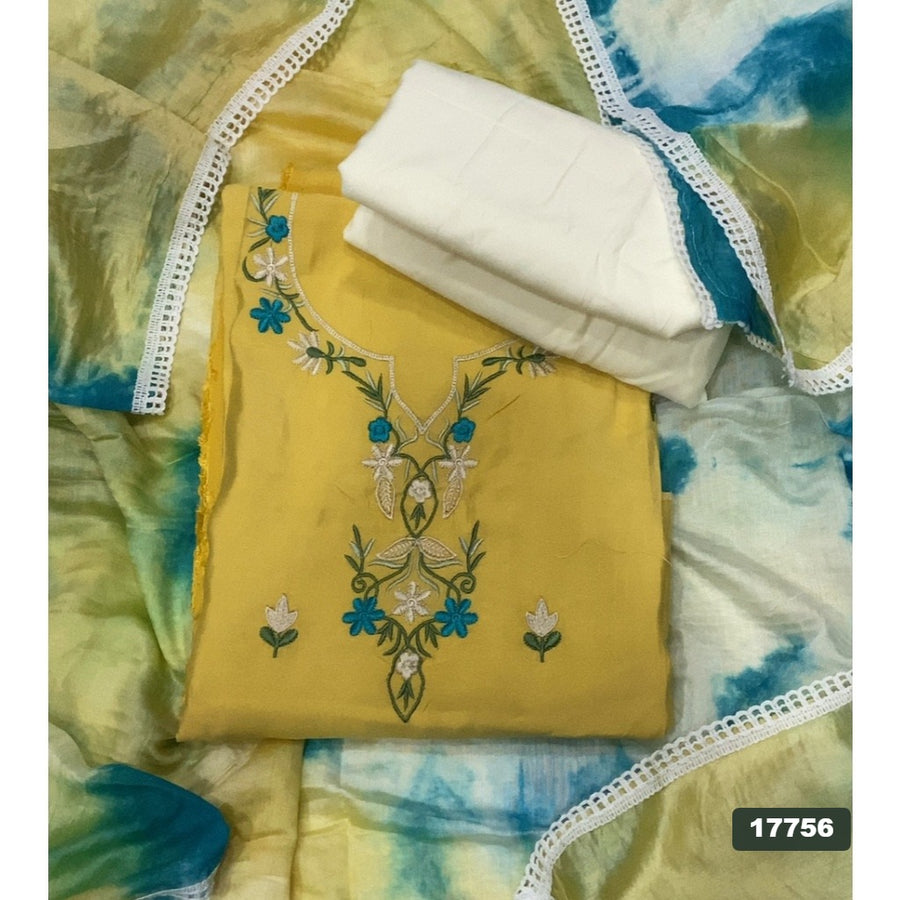 Pure Bemberg Muslin Silk Embroidery Suit Set