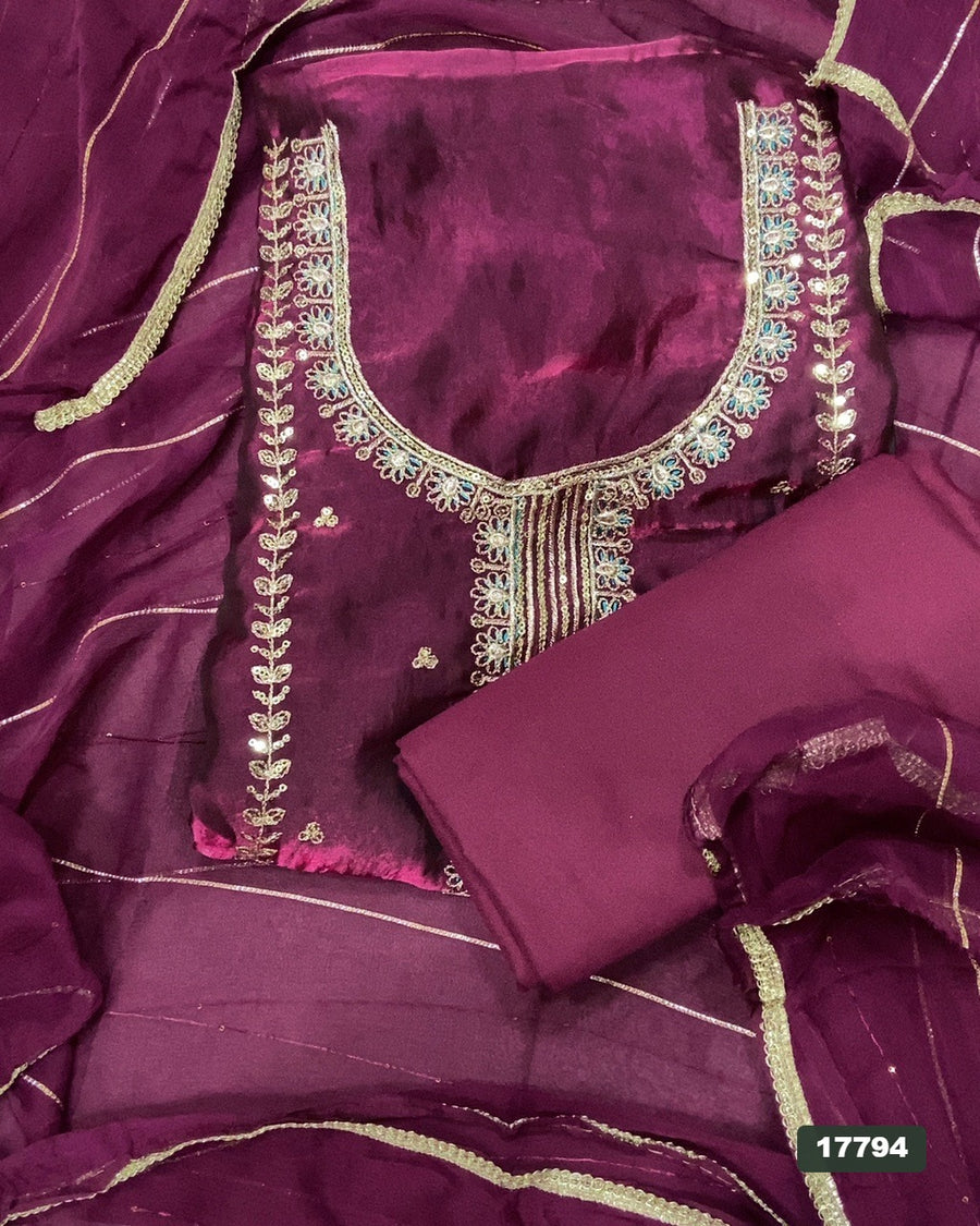 Silk Embroidery Suit Set