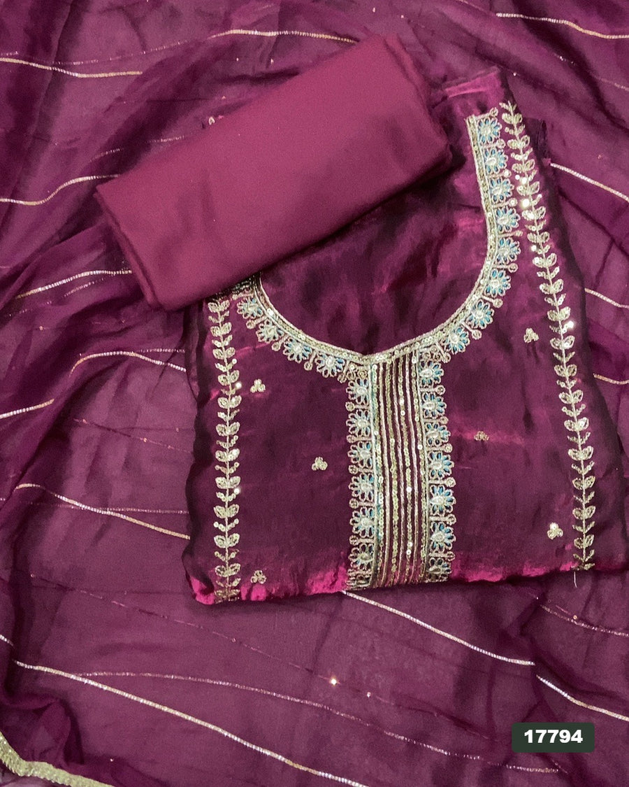 Silk Embroidery Suit Set
