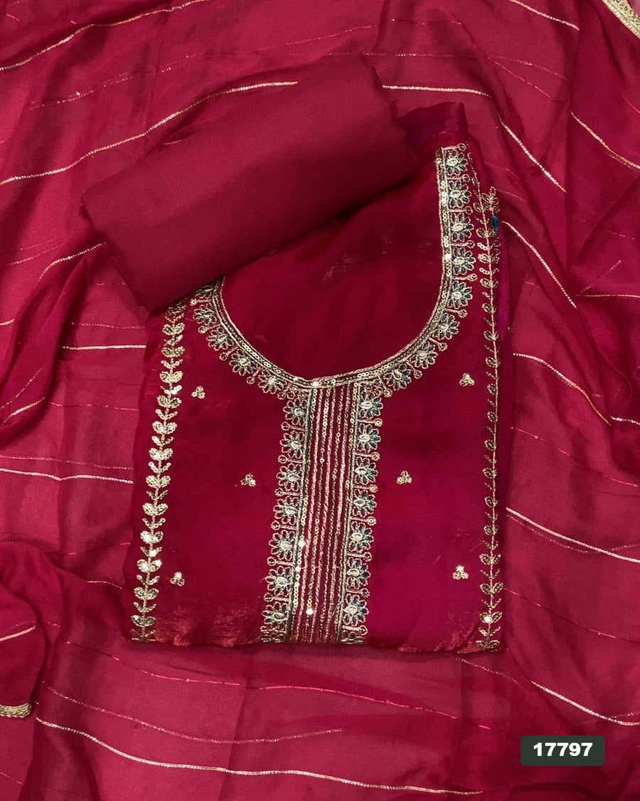 Silk Embroidery Suit Set