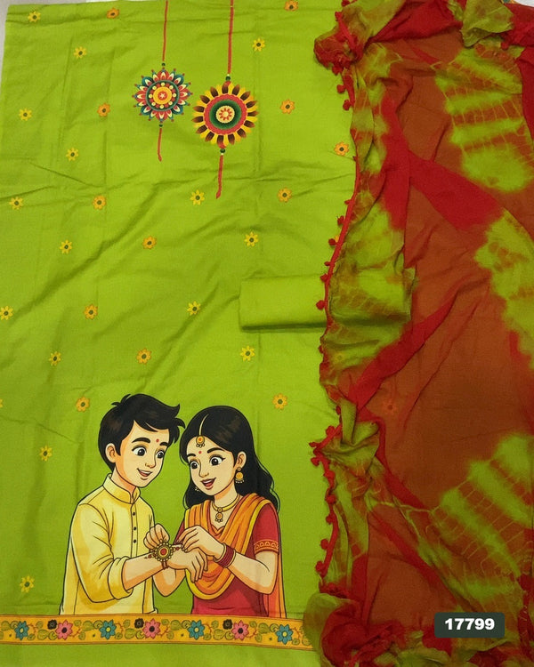 Cotton Silk Embroidery Suit Set