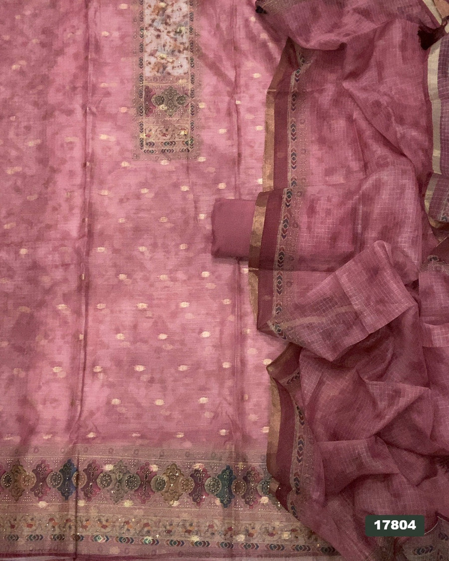 Linen Silk Embroidery Suit Set